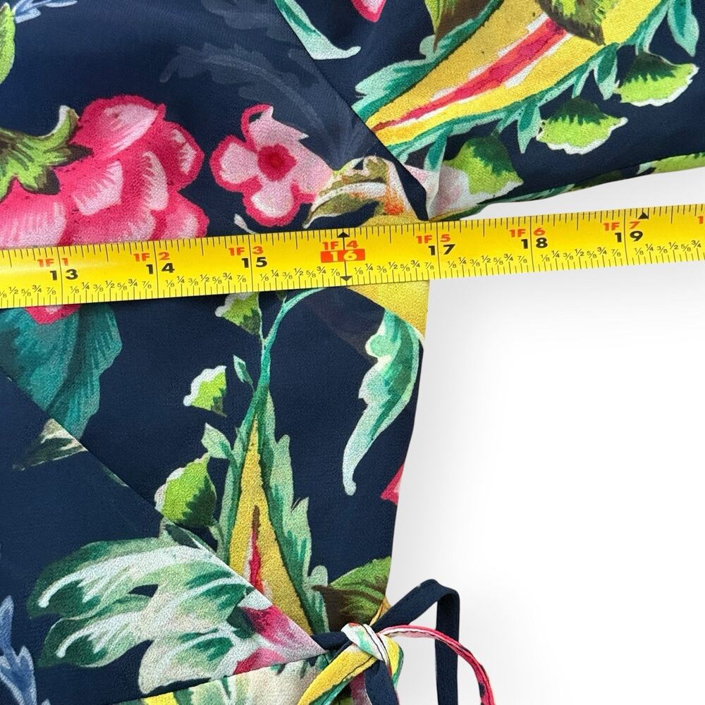 NWT Soft Surroundings Samantha Maxi Dress PM Navy Colorful Floral Faux Wrap $180 - Picture 12 of 14